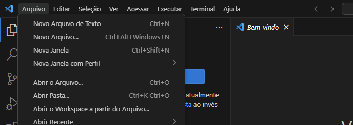 Explorador de arquivos do VS Code